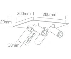 4x5W LED lubinis šviestuvas, juodas, 3000K, pakreipiamas, 65004E/B/W
