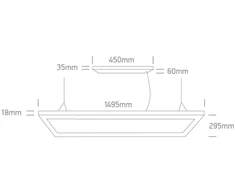 50W LED pakabinama panelė, 150x30cm, balta, 3000/4000/5700K, šviečia į viršų ir į apačią, 38012B/W/V