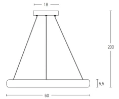 50W LED pakabinamas šviestuvas, baltas, 3000K, dimeriuojamas, 2053