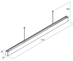 Pakabinamas šviestuvas 50W LED paviršinis/pakabinamas linijinis šviestuvas XUNO SYSTEM, baltas, 4000K, IP40