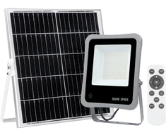 Pakabinamas šviestuvas 50W LED prožektorius su saulės baterija BARES, pilkas, 4000K