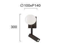 5+3W LED sieninis šviestuvas REFLECT, juodos/baltos sp., 3000K, 4229000