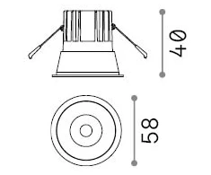 5,5W LED įleidžiamas šviestuvas GAME, baltos/aukso sp., 3000K, 349084