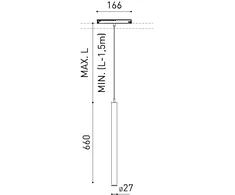 5,6W LED pakabinamas šviestuvas į magnetinį bėgelį STICK 66, juodas, 48V, 3000K