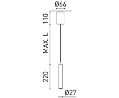 5,6W LED pakabinamas šviestuvas STICK BASE 22 MEDIUM, juodas, 3000K, DALI, 31º