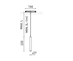 5,6W pakabinamas šviestuvas į magnetinį bėgelį STICK 22 48V 2M, juodas, 3000K, DALI