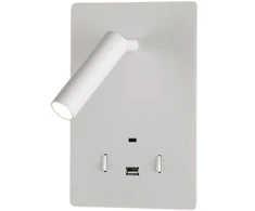 5W + 3W LED sieninis šviestuvas MANAT, baltas, 3000K, su USB ir USB C jungtimis, A3568002B