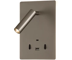 5W + 3W LED sieninis šviestuvas MANAT, nikelio sp., 3000K, su USB ir USB C jungtimis, A3568002NM