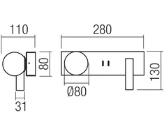 5W + 3W LED sieninis šviestuvas NORMA, juodos sp., 3000K, 01-4663