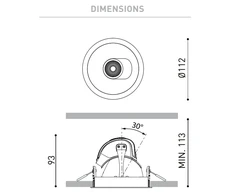 5W LED įleidžiamas pakreipiamas šviestuvas POINTER, baltas, 4000K, 56°