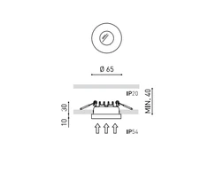 5W LED įleidžiamas šviestuvas PUCK, juodas, 3000K, IP54