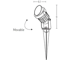 5W LED įsmeigiamas lauko šviestuvas, grafito sp., 3000K, E153