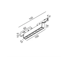 5W LED šviestuvas COMFORT OUT 100 į magnetinę sistemą PICO_LINE, juodas, 3000K, 30°, dimeriuojamas