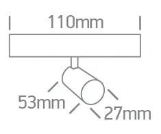 5W LED šviestuvas į magnetines sistemas FLAT, juodas, 3000/4000/5000K, 48V, 38°, 43116F/B/V