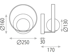 5W sieninis šviestuvas HALO, baltos/juodos sp., 2700K-3000K, A3815170N