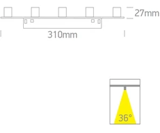 5x2W LED šviestuvas į magnetines sistemas ONELIGHT MINI/MIDI, juodas, 3000K, 42128C/B/W