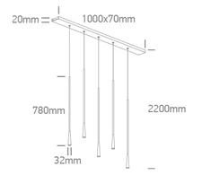 5x5W LED pakabinamas šviestuvas, juodas, 3000K, 63076E/B/W
