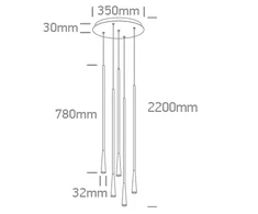 5x5W LED pakabinamas šviestuvas, juodas, 3000K, 63076C/B/W