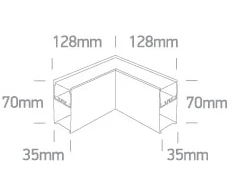 6-14W LED linijinės sistemos šviestuvas - kampinis sujungimas, baltas, 3000/4000/5000K, 050170D/W/V