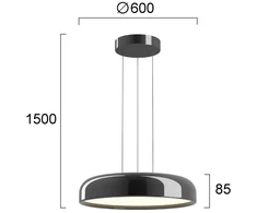 60W LED pakabinamas šviestuvas ALENSA, blizgios juodos sp., 3000K, 4348900