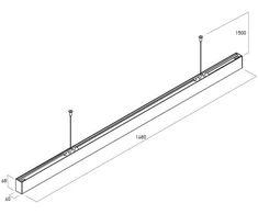Pakabinamas šviestuvas 60W LED paviršinis/pakabinamas linijinis šviestuvas XUNO SYSTEM, baltas, 4000K, IP40