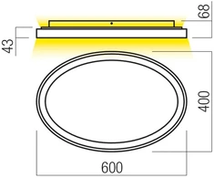 Lubinis šviestuvas 60W LED paviršinis šviestuvas NOBU, juodas, 3000/4000K, dimeriuojamas, 01-3808