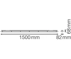 61/55/50/44W LED linijinis šviestuvas DP 1500, pilkas, 6500K, IP66, 80 x 100°