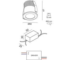 6,3W LED įleidžiamas šviestuvas RAIN IP, grafito sp., 3000K, 50°, IP65