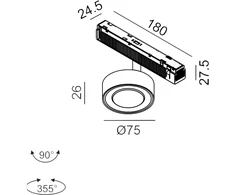6,3W LED šviestuvas SOL MINI į magnetinę sistemą IN_LINE, juodas, 4000K, 48V, 45°, 2G