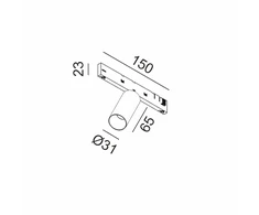 6,3W LED šviestuvas TUB S A 60 į magnetinę sistemą MICRO_LINE, smėlio sp., 3000K, 36°