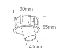 6,5W LED įleidžiamas, pakreipiamas šviestuvas, juodas, 3000/3500/4000K, dimeriuojamas, 11107C/B/V