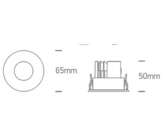 6,5W LED įleidžiamas šviestuvas, baltas, 3000K, dimeriuojamas, 10107PA/W/W