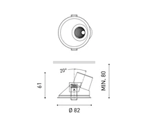 6,5W LED įleidžiamas šviestuvas SHOT LIGHT M ASYMM, juodas, 2700K, dimeriuojamas