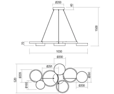 65W LED pakabinamas šviestuvas CRONOS, juodas, 3000K, dimeriuojamas, 01-2547