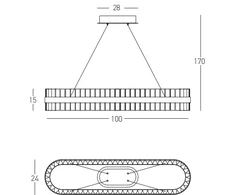68W LED pakabinamas šviestuvas, aukso sp., 3000K, dimeriuojamas, 22041