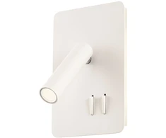 6W + 3W LED sieninis šviestuvas QUDA, baltas, 3000K, šviesos kampas 120°, skaitymo šviestuvėlio - 20°, su USB, 01-2979