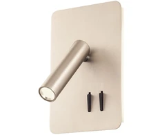 6W + 3W LED sieninis šviestuvas QUDA, nikelio sp., 3000K, šviesos kampas 120°, skaitymo šviestuvėlio - 20°, su USB, 01-2981