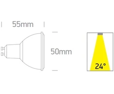 6W LED lemputė, GU10, MR16, 3000K, 7306CG/W/24