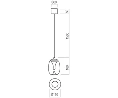 6W LED pakabinamas šviestuvas DROP, juodos/dūmų sp., 3000K, 01-3926