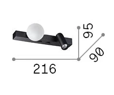 6W LED sieninis šviestuvas PING PONG, žalvario sp., 3000K, 336671