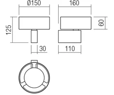 6W LED sieninis šviestuvas PUNKT, juodas, 3000K
