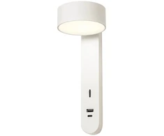 6W LED sieninis šviestuvas SADES, baltas, 3000K, su USB jungtimi, 01-4640