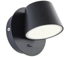 6W LED sieninis šviestuvas SHAKER, juodas, 3000K, 01-1739