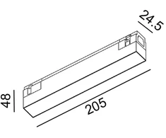 6W LED šviestuvas LINEA 205 į magnetinę sistemą IN_LINE, juodu korpusu, 3000K, 48V, 110°
