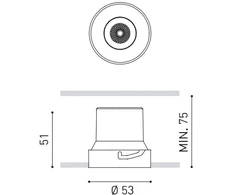 6W LED užglaistomas šviestuvas SHOT LIGHT S, juodas, 3000K