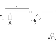 7,3W LED akcentinis šviestuvas NANOPERFETTO į magnetines sistemas ARIA, juodu korpusu, 3000K, PWM, 52°