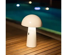 7,5W LED įkraunamas stalo šviestuvas SHITAKE, baltas, 3000K, IP44, su MicroUSB jungtimi, dimeriuojamas