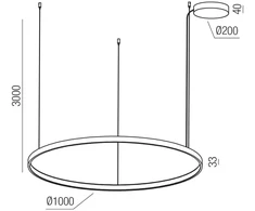 75W LED pakabinamas šviestuvas ORION, juodas, 2700/3000/4000K, dimeriuojamas, 01-3877