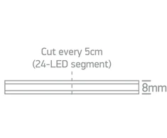 7,5W/m lanksti COB LED juosta, 24V, IP20, 480LEDs/m, 3000K, 20m ritė, 7844L/W