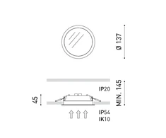 7W LED įleidžiamas šviestuvas FOX MINI 2, baltas, 3000K, IP54
